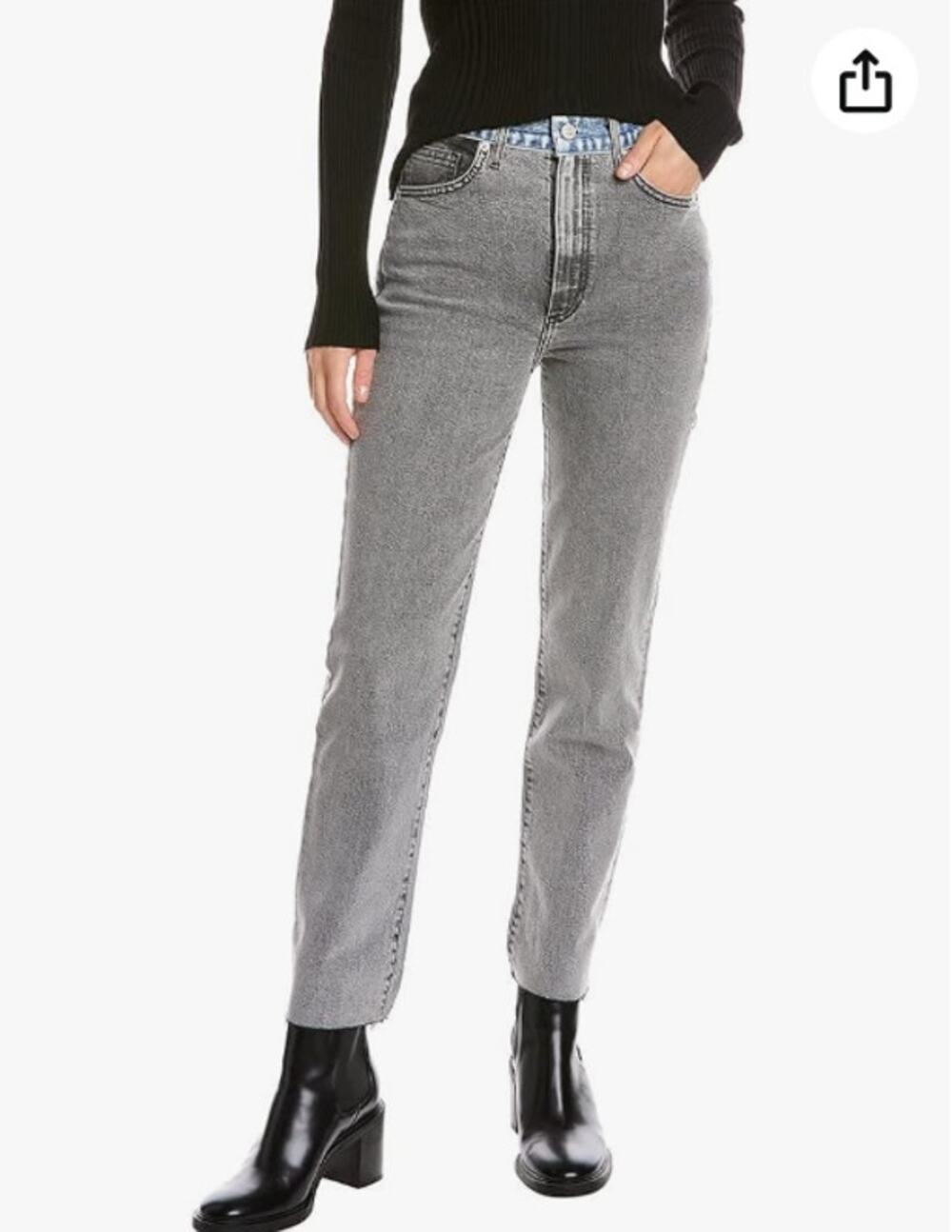 Le Jean Jeans Womens 26 Sabine High Rise Straight Gray Blue Denim Casual Chic